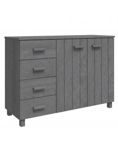 Credenza HAMAR Grigio Scuro 113x40x80 cm Legno Massello di Pino 2