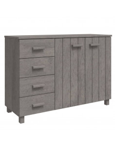 Credenza HAMAR Grigio Chiaro 113x40x80cm Legno Massello di Pino 2