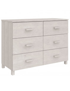 Credenza HAMAR Bianca 113x40x80 cm in Legno Massello di Pino 2