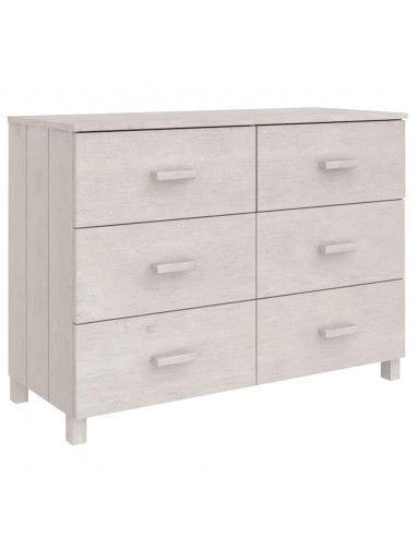 Credenza HAMAR Bianca 113x40x80 cm in Legno Massello di Pino