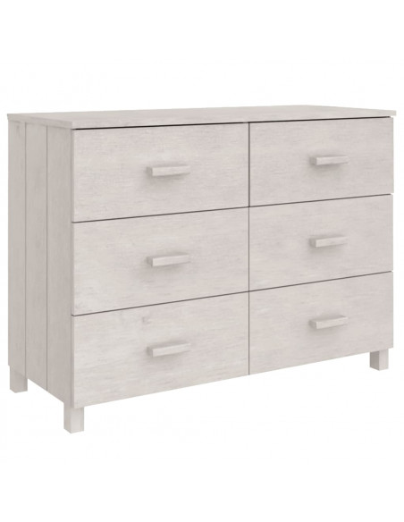 Credenza HAMAR Bianca 113x40x80 cm in Legno Massello di Pino