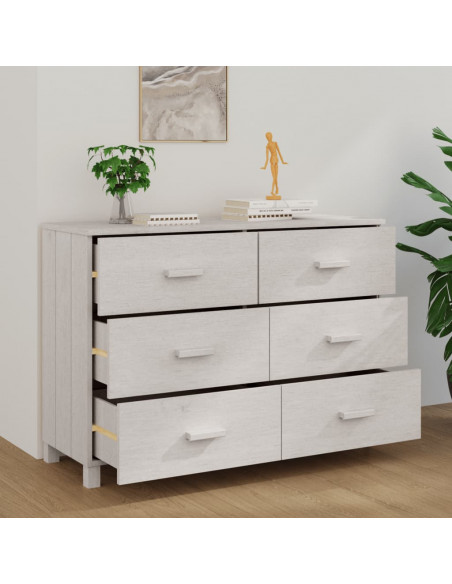 Credenza HAMAR Bianca 113x40x80 cm in Legno Massello di Pino