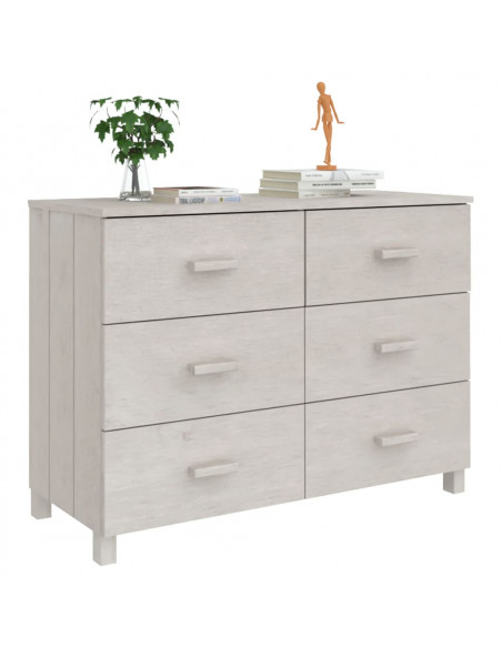 Credenza HAMAR Bianca 113x40x80 cm in Legno Massello di Pino