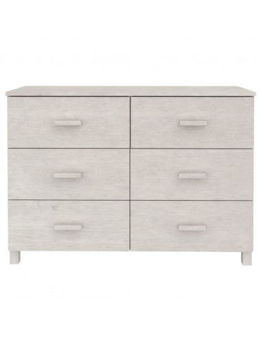 Credenza HAMAR Bianca 113x40x80 cm in Legno Massello di Pino