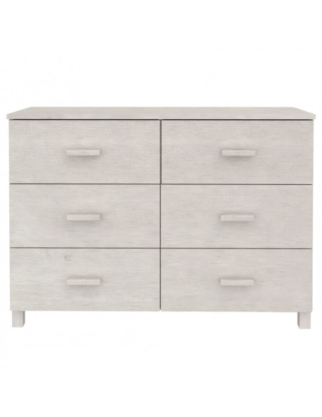 Credenza HAMAR Bianca 113x40x80 cm in Legno Massello di Pino