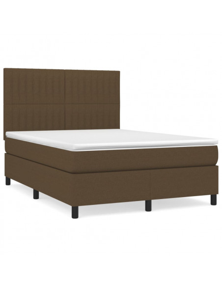 Giroletto a Molle con Materasso Marrone Scuro 140x190cm Tessuto
