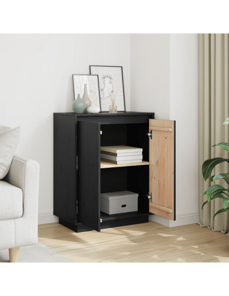 Credenza Nera 60x34x75 cm in Legno Massello di Pino