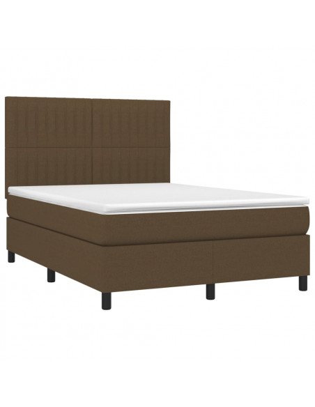 Giroletto a Molle con Materasso Marrone Scuro 140x190cm Tessuto