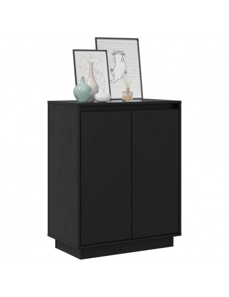 Credenza Nera 60x34x75 cm in Legno Massello di Pino