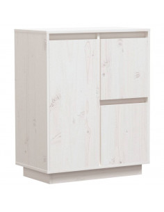 Credenza Bianca 60x34x75 cm in Legno Massello di Pino 2