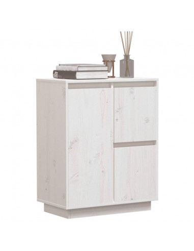Credenza Bianca 60x34x75 cm in Legno Massello di Pino