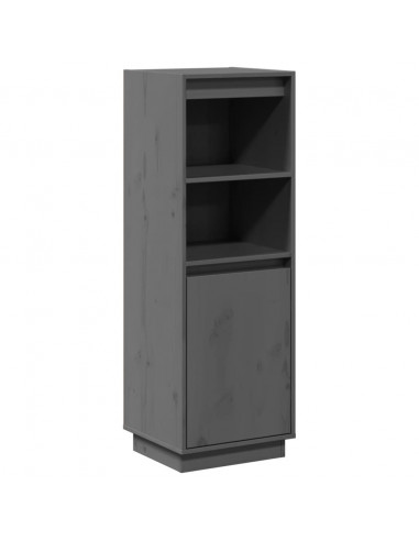 Credenza Grigia 37x34x110 cm in Legno Massello di Pino