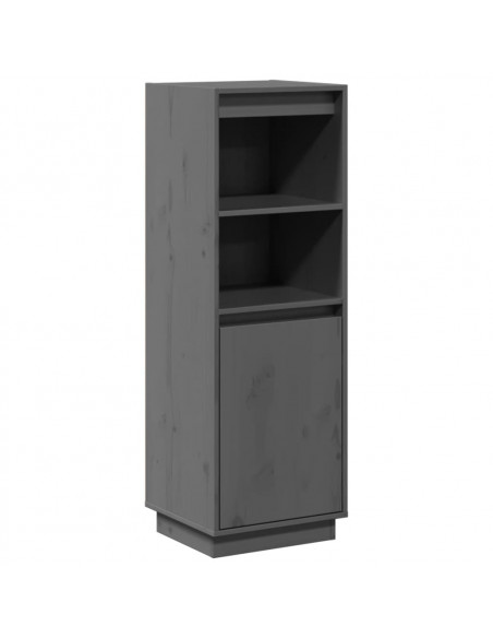 Credenza Grigia 37x34x110 cm in Legno Massello di Pino