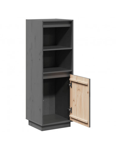 Credenza Grigia 37x34x110 cm in Legno Massello di Pino