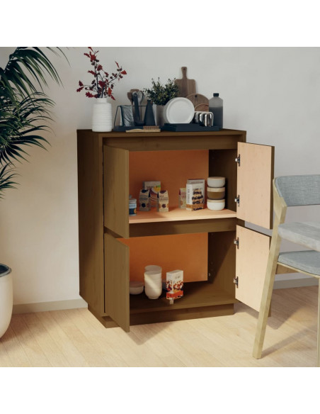 Credenza Marrone Miele 60x34x75 cm in Legno Massello di Pino