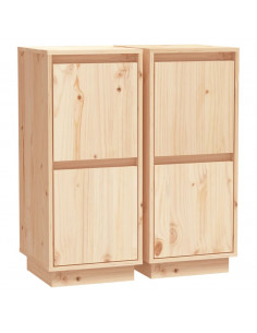 Credenze 2 pz 31,5x34x75 cm in Legno Massello di Pino 2