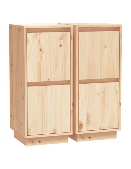 Credenze 2 pz 31,5x34x75 cm in Legno Massello di Pino