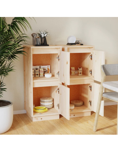 Credenze 2 pz 31,5x34x75 cm in Legno Massello di Pino