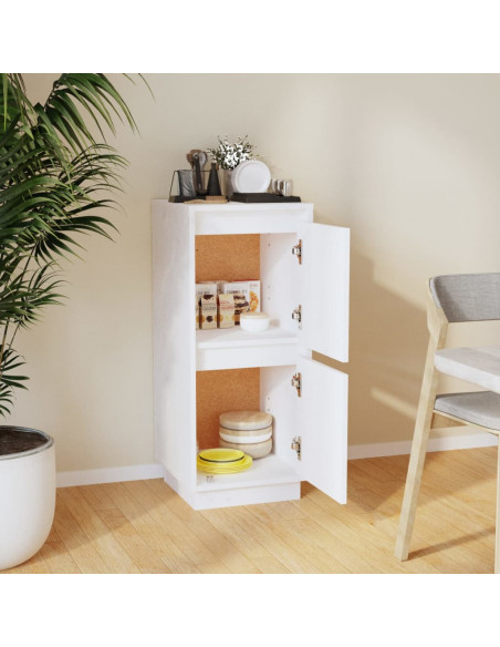 Credenza Bianca 31,5x34x75 cm in Legno Massello di Pino