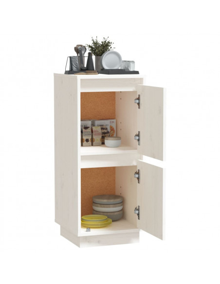 Credenza Bianca 31,5x34x75 cm in Legno Massello di Pino