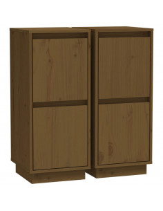 Credenze 2 pz Miele 31,5x34x75 cm in Legno Massello di Pino 2