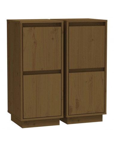 Credenze 2 pz Miele 31,5x34x75 cm in Legno Massello di Pino