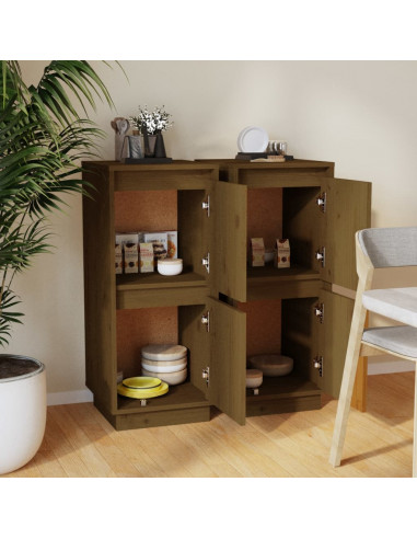 Credenze 2 pz Miele 31,5x34x75 cm in Legno Massello di Pino