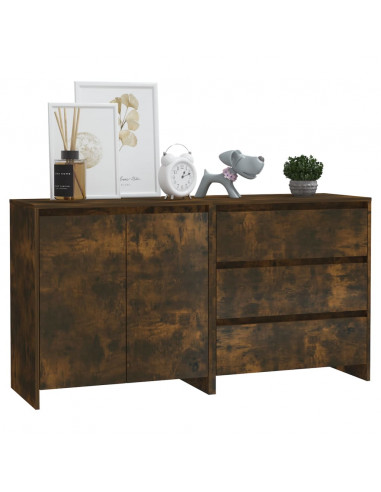 Credenze 2 pz Rovere Fumo in Legno Multistrato