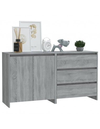 Credenze 2 pz Grigio Sonoma in Legno Multistrato