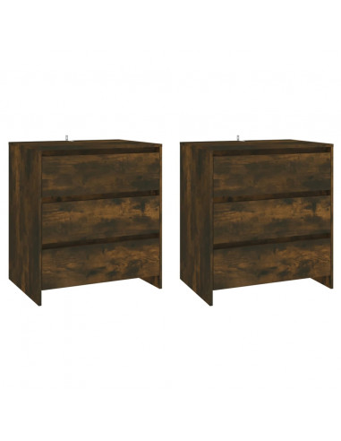 Credenze 3 pz Rovere Fumo in Legno Multistrato