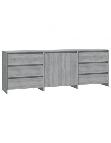 Credenze 3 pz Grigio Sonoma in Legno Multistrato