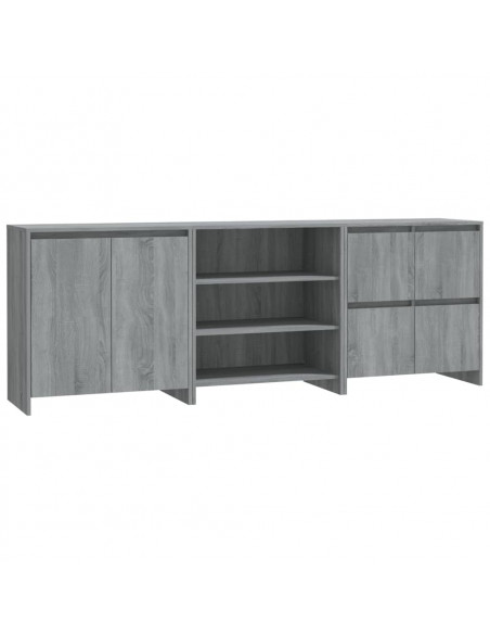 Credenze 3 pz Grigio Sonoma in Legno Multistrato