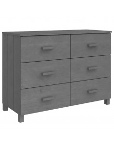 Credenza HAMAR Grigio Scuro 113x40x80 cm Legno Massello di Pino 2