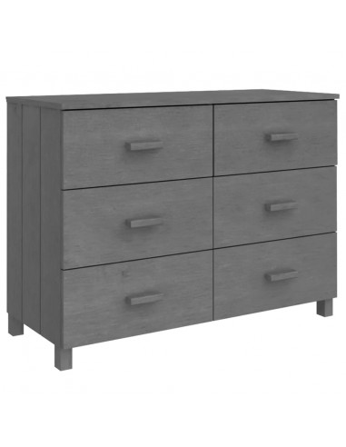 Credenza HAMAR Grigio Scuro 113x40x80 cm Legno Massello di Pino