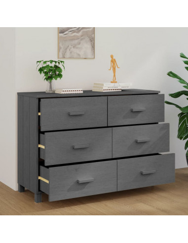 Credenza HAMAR Grigio Scuro 113x40x80 cm Legno Massello di Pino