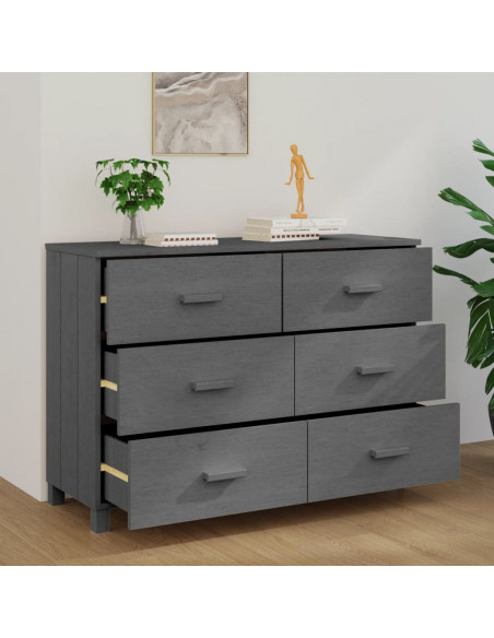 Credenza HAMAR Grigio Scuro 113x40x80 cm Legno Massello di Pino