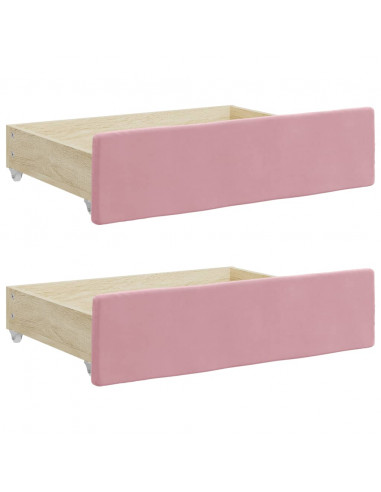 Cassetti da Letto 2pz Rosa in Legno Multistrato e Velluto