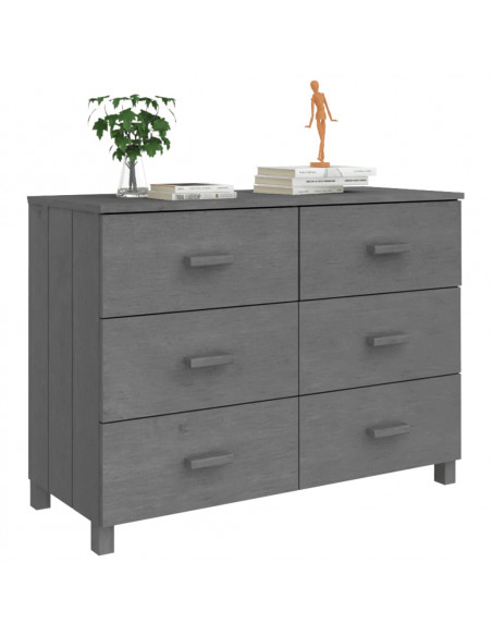 Credenza HAMAR Grigio Scuro 113x40x80 cm Legno Massello di Pino