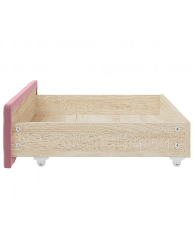 Cassetti da Letto 2pz Rosa in Legno Multistrato e Velluto