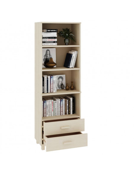 Credenza HAMAR Miele 60x35x180 cm in Legno Massello di Pino