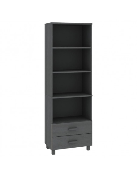 Credenza HAMAR Grigio Scuro 60x35x180 cm Legno Massello di Pino