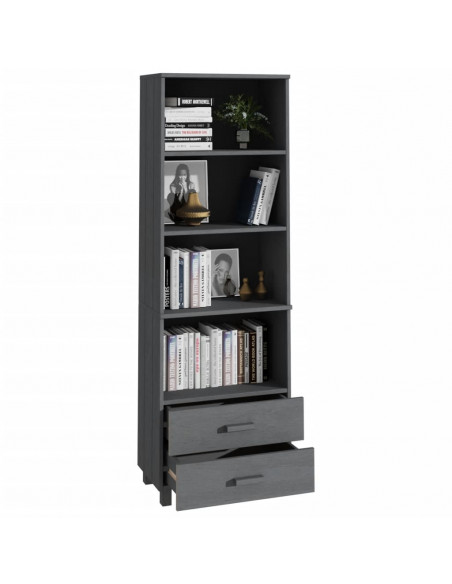 Credenza HAMAR Grigio Scuro 60x35x180 cm Legno Massello di Pino