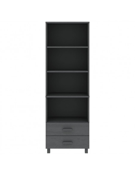 Credenza HAMAR Grigio Scuro 60x35x180 cm Legno Massello di Pino