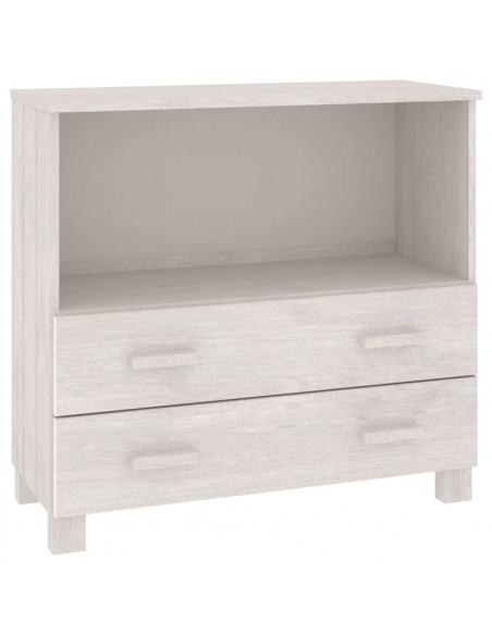 Credenza HAMAR Bianca 85x35x80 cm in Legno Massello di Pino