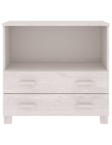 Credenza HAMAR Bianca 85x35x80 cm in Legno Massello di Pino