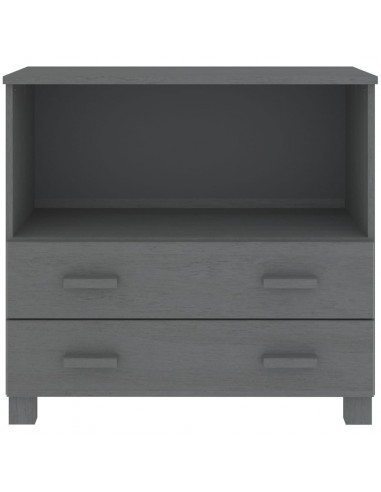 Credenza HAMAR Grigio Scuro 85x35x80 cm Legno Massello di Pino