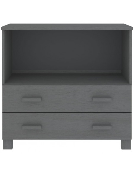 Credenza HAMAR Grigio Scuro 85x35x80 cm Legno Massello di Pino