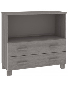 Credenza HAMAR Grigio Chiaro 85x35x80 cm Legno Massello di Pino 2