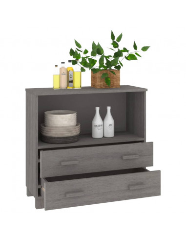 Credenza HAMAR Grigio Chiaro 85x35x80 cm Legno Massello di Pino