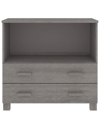 Credenza HAMAR Grigio Chiaro 85x35x80 cm Legno Massello di Pino